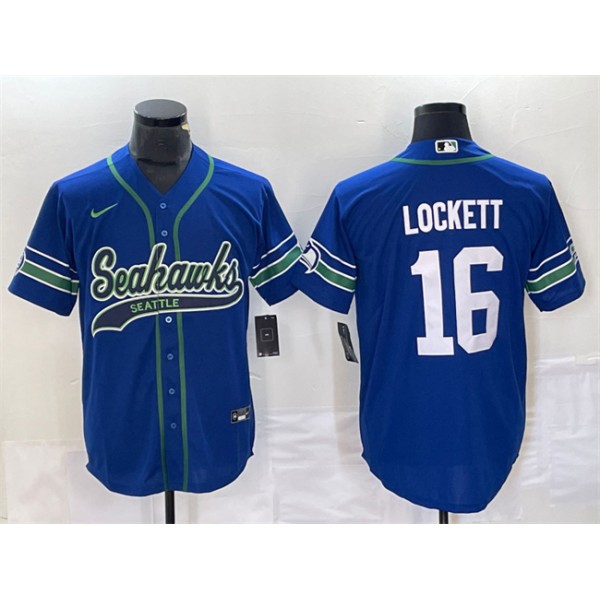 Seattle Seahawks #16 Tyler Lockett Royal Throwback Cool Base Stitched Jersey