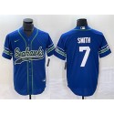 Seattle Seahawks #7 Geno Smith Royal Throwback Cool Base Stitched Jersey