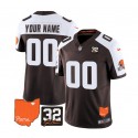 Cleveland Browns Custom Brown White 2023 F.U.S.E. With Jim Brown Memorial Patch Vapor Untouchable Limited Stitched Jersey