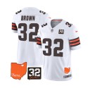 Cleveland Browns #32 Jim Brown White 2023 F.U.S.E. With Jim Brown Memorial Patch Vapor Untouchable Limited Stitched Jersey