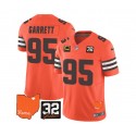 Cleveland Browns #95 Myles Garrett Orange 2023 F.U.S.E. With Jim Brown Memorial Patch And 4-Star C Patch Vapor Untouchable Limited Stitched Jersey