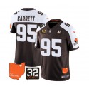 Cleveland Browns #95 Myles Garrett Brown White 2023 F.U.S.E. With Jim Brown Memorial Patch And 4-Star C Patch Vapor Untouchable Limited Stitched Jersey