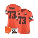 Cleveland Browns #73 Joe Thomas Orange 2023 F.U.S.E. With Jim Brown Memorial Patch And 4-Star C Patch Vapor Untouchable Limited Stitched Jersey