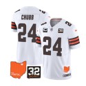 Cleveland Browns #24 Nick Chubb White 2023 F.U.S.E. With Jim Brown Memorial Patch And 1-Star C Patch Vapor Untouchable Limited Stitched Jersey