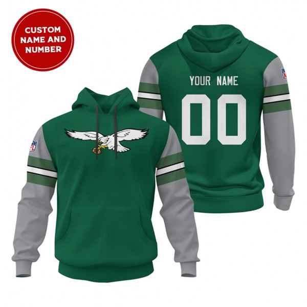 Philadelphia Eagles Green Custom Sideline Alternate Club Pullover Stitched Hoodie