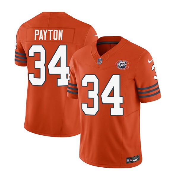 Chicago Bears #34 Walter Payton Orange 2023 F.U.S.E. Throwback Limited Stitched Game Jersey