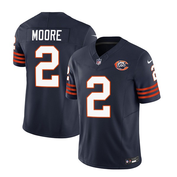Chicago Bears #2 DJ Moore Navy 2023 F.U.S.E. Throwback Limited Stitched Game Jersey