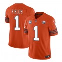 Chicago Bears #1 Justin Fields Orange 2023 F.U.S.E. With 1-Star C Patch Throwback Limited Stitched Game Jersey