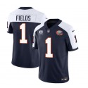 Chicago Bears #1 Justin Fields Navy White 2023 F.U.S.E. With 1-Star C PatchThrowback Limited Stitched Game Jersey