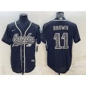 Philadelphia Eagles #11 A. J. Brown Black Reflective With Patch Cool Base Stitched Jersey