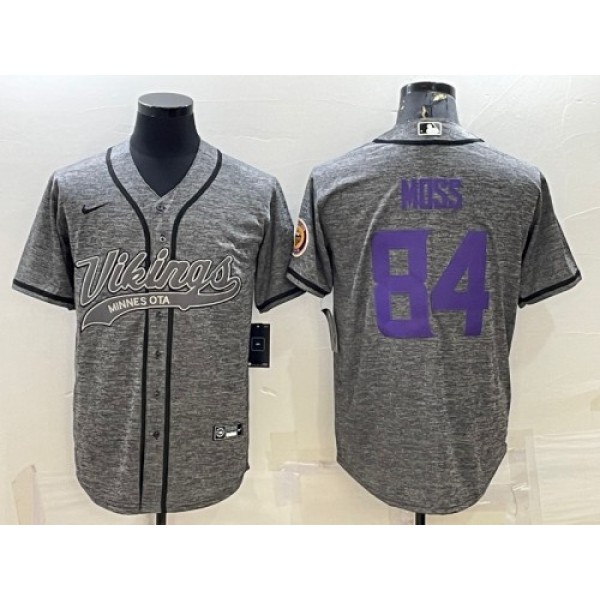 Minnesota Vikings #84 Randy Moss Gray With Patch Cool Base Stitched Jersey