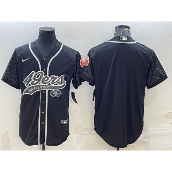 San Francisco 49ers Blank Black Reflective With Patch Cool Base Stitched Jersey
