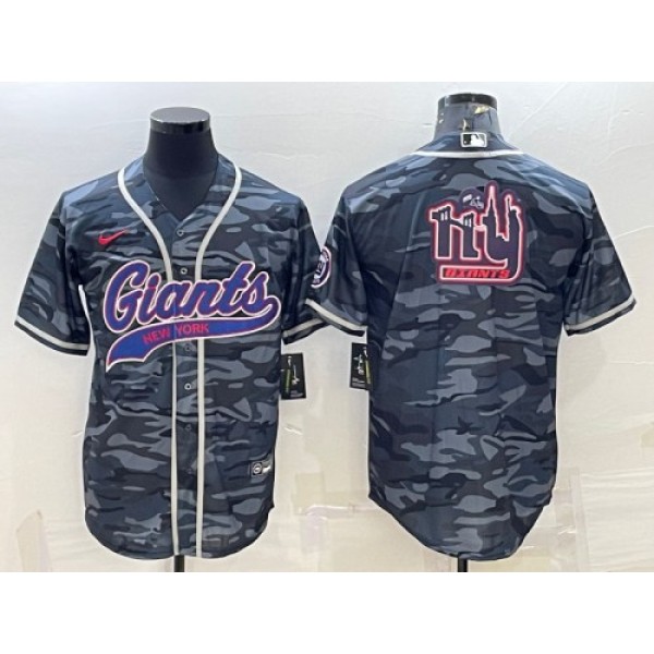 New York Giants Gray Camo Team Big Logo With Patch Cool Base Stitched Jersey