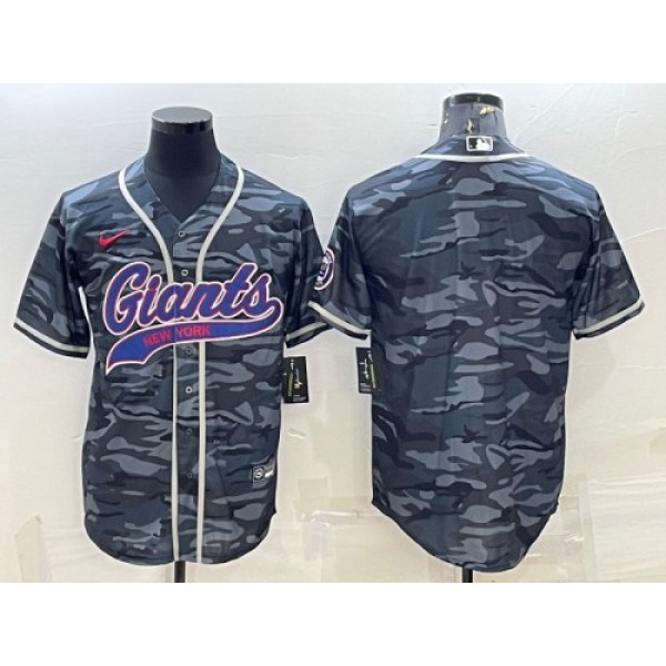 New York Giants Blank Gray Camo With Patch Cool Base Stitched Jersey