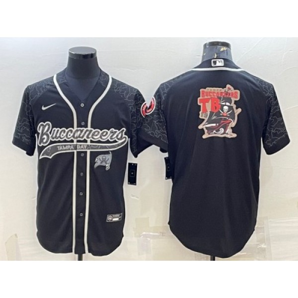 Tampa Bay Buccaneers Black Reflective Team Big Logo With Patch Cool Base Stitched Jersey