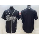 Chicago Bears Blank Black Reflective With Patch Cool Base Stitched Jersey