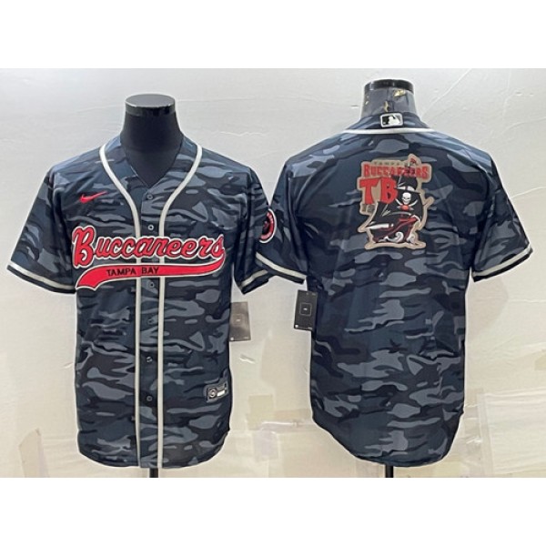 Tampa Bay Buccaneers Gray Camo Team Big Logo With Patch Cool Base Stitched Jersey