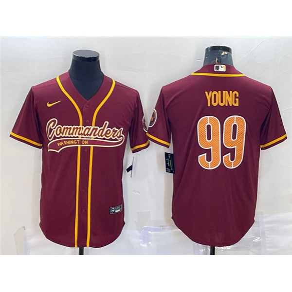 Washington Commanders #99 Chase Young Burgundy With Patch Cool Base Stitched Jersey