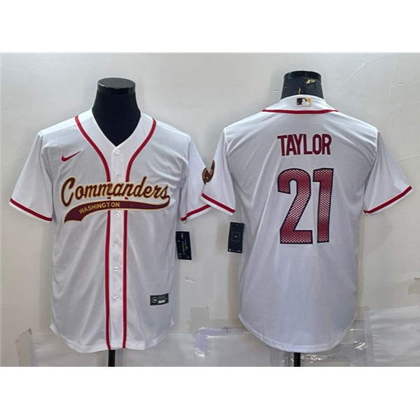 Washington Commanders #21 Sean Taylor White With Patch Cool Base Stitched Jersey