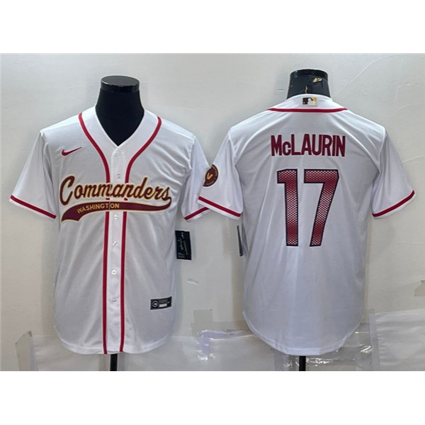 Washington Commanders #17 Terry McLaurin White With Patch Cool Base Stitched Jersey