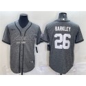 New York Giants #26 Saquon Barkley Gray With Patch Cool Base Stitched Jersey