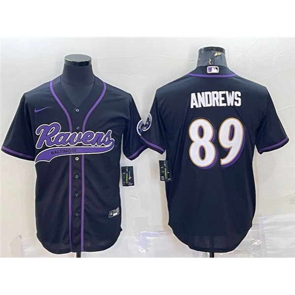 Baltimore Ravens #89 Mark Andrews Black With Patch Cool Base Stitched Jersey