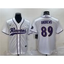 Baltimore Ravens #89 Mark Andrews White With Patch Cool Base Stitched Jersey