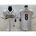 Pittsburgh Steelers #8 Kenny Pickett White With Patch Cool Base Stitched Jersey
