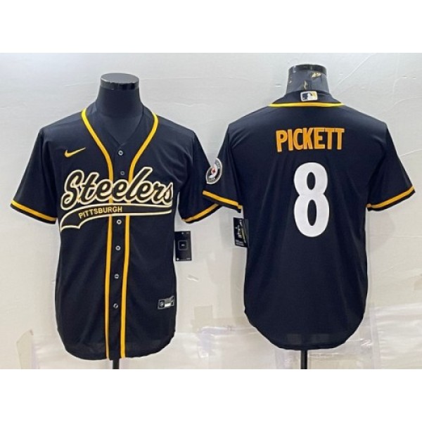 Pittsburgh Steelers #8 Kenny Pickett Black With Patch Cool Base Stitched Jersey
