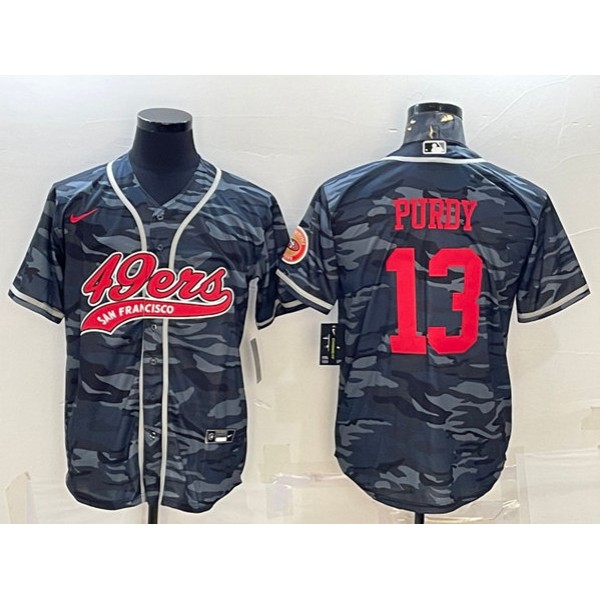 San Francisco 49ers #13 Brock Purdy Grey Camo With Patch Cool Base Stitched Jersey