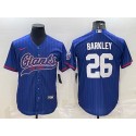 New York Giants #26 Saquon Barkley Blue With Patch Cool Base Stitched Jersey