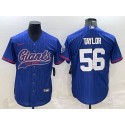 New York Giants #56 Lawrence Taylor Blue With Patch Cool Base Stitched Jersey