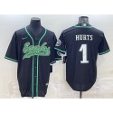 Philadelphia Eagles #1 Jalen Hurts Black With Patch Cool Base Stitched Jersey