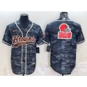 Cleveland Browns Gray Camo Team Big Logo With Patch Cool Base Stitched Jersey