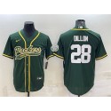 Green Bay Packers #28 A.J. Dillon Green With Patch Cool Base Stitched Jersey
