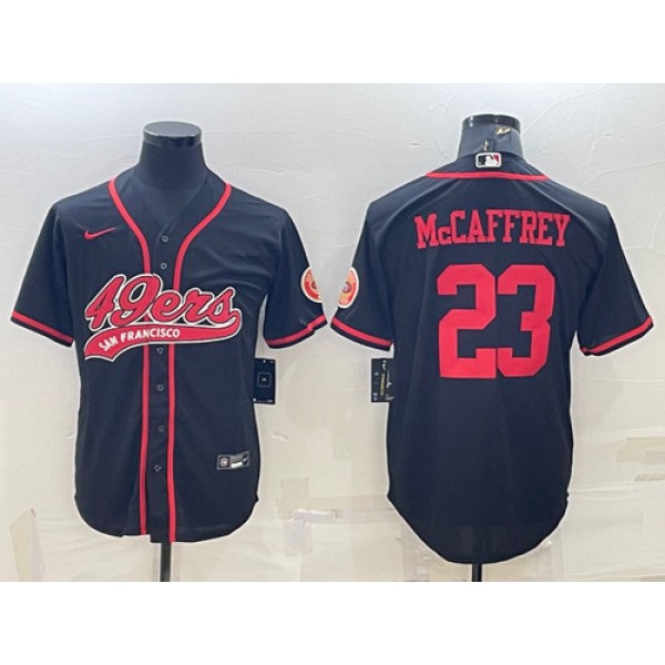 San Francisco 49ers #23 Christian McCaffrey Black With Patch Cool Base Stitched Jersey