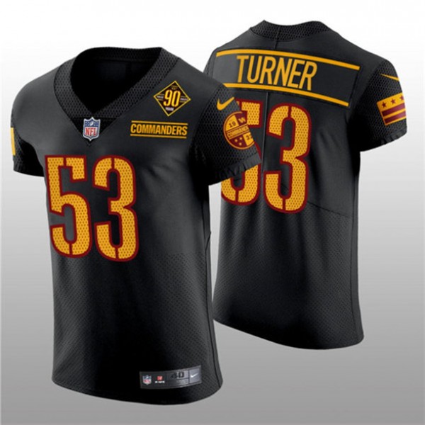 Washington Commanders #53 Trai Turner Black 90th Anniversary Elite Stitched Jersey