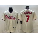Philadelphia Phillies #7 Trea Turner Cream Cool Base Stitched Jersey