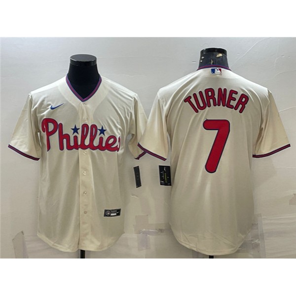 Philadelphia Phillies #7 Trea Turner Cream Cool Base Stitched Jersey