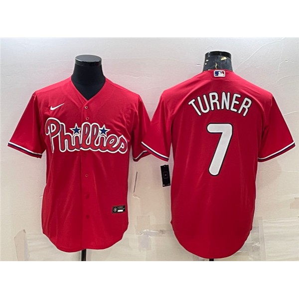 Philadelphia Phillies #7 Trea Turner Red Cool Base Stitched Jersey