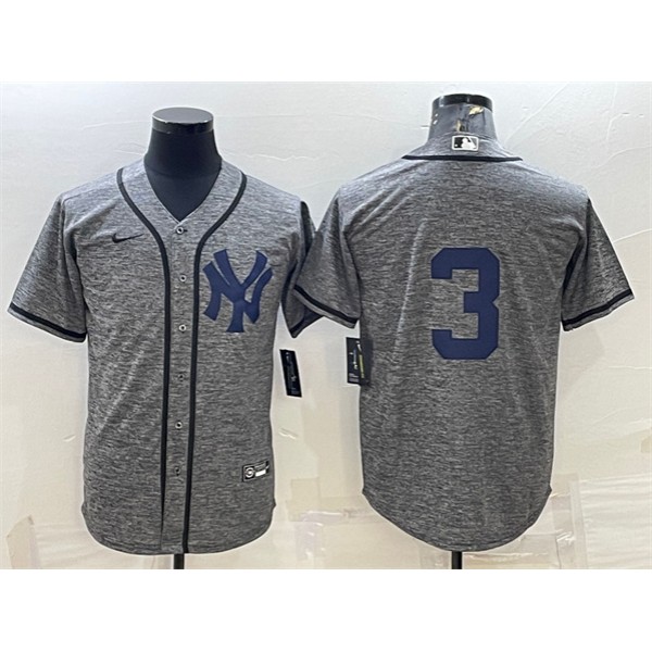 New York Yankees #3 Babe Ruth Gray Cool Base Stitched Jersey