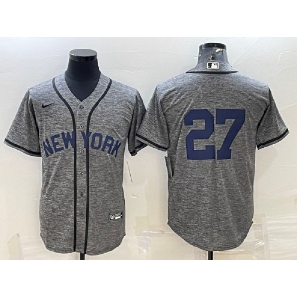 New York Yankees #27 Giancarlo Stanton Gray Cool Base Stitched Jersey