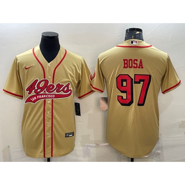 San Francisco 49ers #97 Nick Bosa New Gold With Patch Cool Base Stitched Jersey