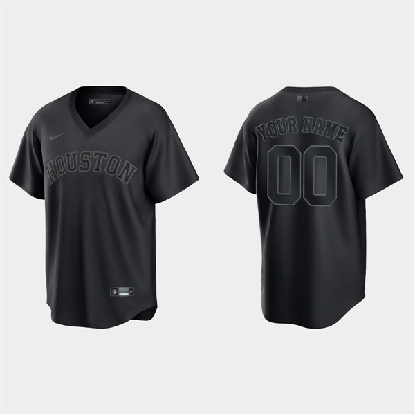 Houston Astros Custom Black Pitch Black Fashion Replica Stitched Jersey