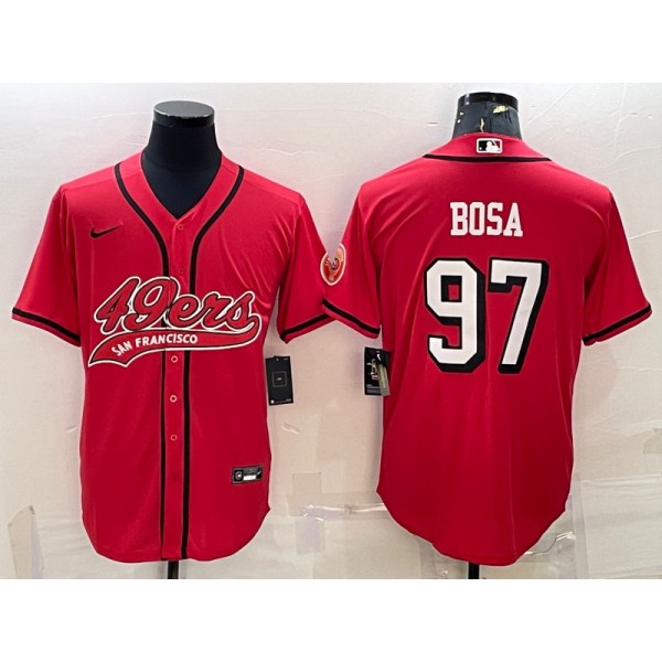 San Francisco 49ers #97 Nick Bosa New Red With Patch Cool Base Stitched Jersey
