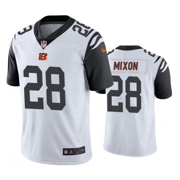 Cincinnati Bengals #28 Joe Mixon White White Color Rush Stitched Jersey