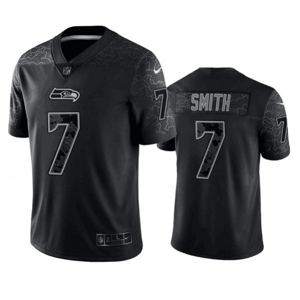 Seattle Seahawks #7 Geno Smith Black Reflective Stitched Jersey