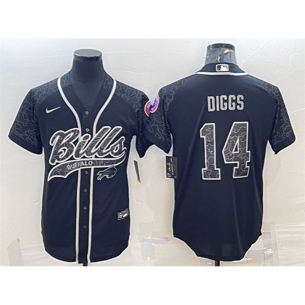 Buffalo Bills #14 Stefon Diggs Black Reflective With Patch Cool Base Stitched Jersey