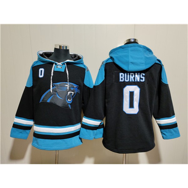 Carolina Panthers #0 Brian Burns Black Ageless Must-Have Lace-Up Pullover Hoodie