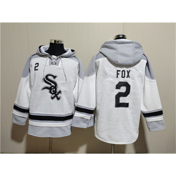 Chicago White Sox #2 Nellie Fox White Ageless Must-Have Lace-Up Pullover Hoodie